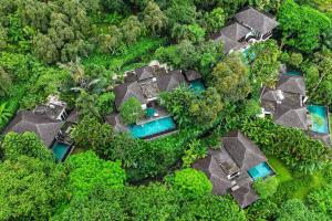 an overhead view of a resort in the forest at The Damai in Lovina