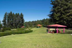 a park with two gazebos in the grass at Centro Vacacional Malintzi in Guadalupe