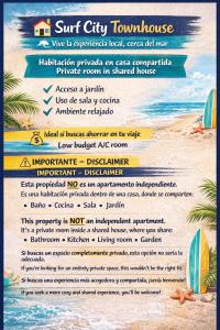 a flyer for a surf city tournament on the beach at Surf City Town House in La Libertad
