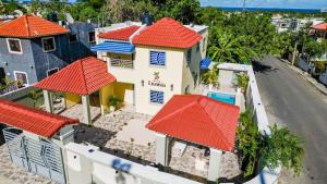 an aerial view of a house with red roofs at Villa Lionisia in Puerto Plata