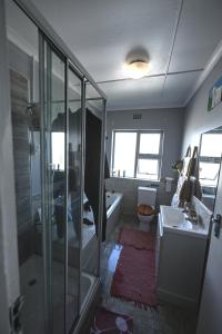 a bathroom with a shower and a sink and a toilet at Oasis Simon's town cape town in Glencairn +27 photos