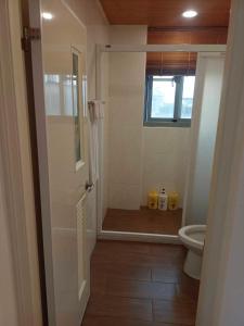 a bathroom with a shower and a toilet at 佳家民宿 in Linbian +23 photos