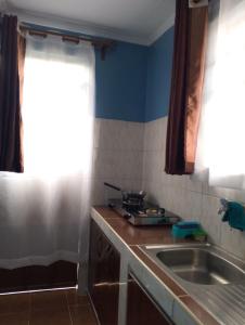 a small kitchen with a sink and a window at SQ Acacia in Langata Rongai