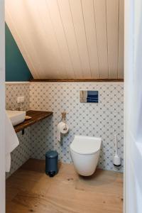 a bathroom with a toilet and a sink at U Pana Boga za piecem - domki w górach, Sauna, Beskidy, Koszarawa in Korbielów