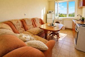 a living room with a couch and a table at Best Two Room Apartment in Mukacheve