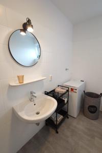 a bathroom with a sink and a mirror at Wohnen am Klinikum 2 in Oldenburg