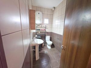 a small bathroom with a toilet and a sink at Dalia Mare in Flogita +18 photos