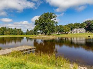 a large lake with a tree in the middle at 4 Bed in Bala oc-75288 in Llandderfel