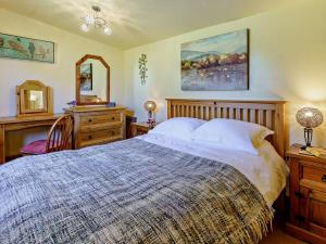 a bedroom with a bed and a desk and a mirror at 2 Bed in Lampeter oc-43293 in Tregaron