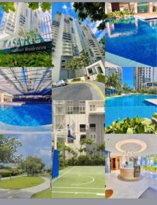a collage of pictures of buildings and a tennis court at JI Homestaycation in Manila