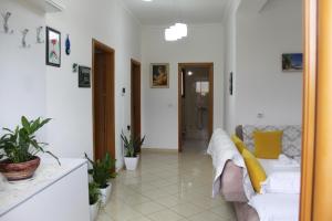 a living room with a couch and some plants at Diar Sea House in Orikum