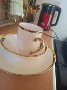 a coffee cup on a plate on a table at Larmar Homes- Kajiado in Kajiado +4 photos