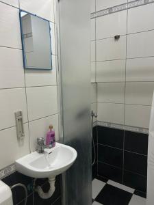 a bathroom with a sink and a shower at Central apartment 3 in Gnjilane