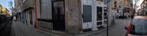 a building with graffiti on the side of a street at GuestHouse2 Karma369 in Plovdiv