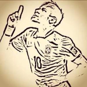 a drawing of a man holding his hand up at Gran Torino in Aparecida de Goiânia