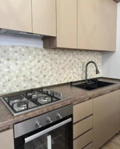 a kitchen with a stove and a sink at Sweet and New Apartment , Cit Center, Best Location in Yerevan