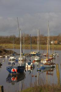 a group of boats are docked in the water at Tommy Two-Threes in Pill