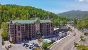 an aerial view of a large building with a street at Gatehouse Condo by Beyond Expectations w Views in Gatlinburg