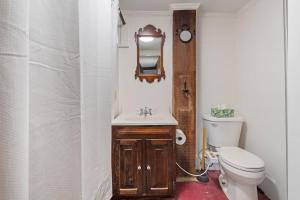 a bathroom with a sink and a toilet at Cozy Highland Cattle-View Suite Peaceful, Private Pet-Friendly in Loudon