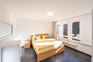 a bedroom with a large bed and a window at CENTRO Appartamento Ascona in Ascona