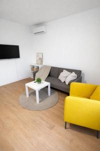 a living room with a couch and a table at Apartamento Pla in Girona +12 photos