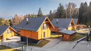 an overhead view of a row of houses at Chata Majocka Martin Strane, Ferrata in Martin