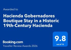 a screenshot of a phone screen with the headline hadanda godendorians boulder stay at Hacienda Gobernadores Boutique Stay in a Historic 19th-Century Hacienda in Mexico City +67 photos
