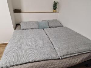 a bed in a room with two pillows on it at Ve dvoře in Výrovice