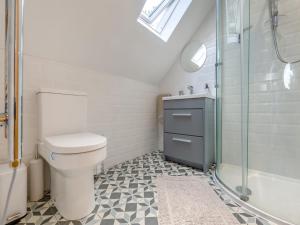 a bathroom with a toilet and a shower at The Retreat - Uk45099 in Kirklington +5 photos