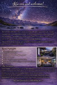a flyer for a hotel with a starry sky at East Rock - Cosy Guesthouse in Kelvin Heights in Queenstown