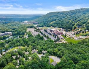 an aerial view of a town in the mountains at Luxury Poconos Chalet - 3 Mins to Camelback in Tannersville