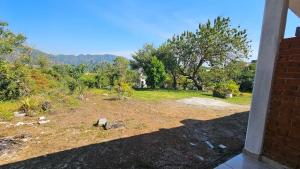 a view of a field from a house at Hospedaje Tecmilco in Tepoztlán