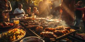 a grill with many different types of food on it at Greenleaf Holidays in Munnar
