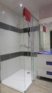 a bathroom with a shower with a glass enclosure at Les Victoriennes in Verdun-sur-Meuse +38 photos