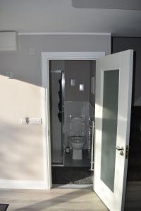 a bathroom with a white toilet in a room at Alensgrove Maisonette C in Leixlip