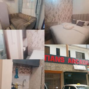 a collage of pictures of a room with a bed and a car at MAGLO bnb in Nakuru