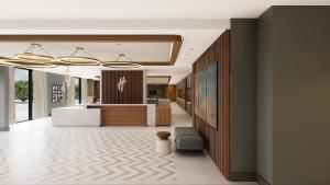 an office lobby with a reception desk and a counter at Holiday Inn Lucedale by IHG in Lucedale +66 photos