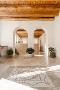 a large room with a wooden ceiling and a rug at Casa de Eli - Tenuta Torre Zecchei Wine Experience in Valdobbiadene