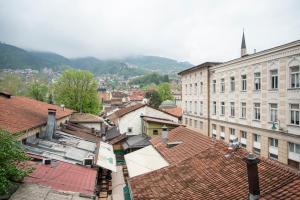 an overhead view of a city with buildings and roofs at Garni Konak Hotel By Blanket Collection in Sarajevo