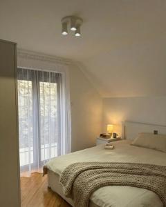 a bedroom with a large bed and a window at Cozy Apartment with Balcony in Ivanjica
