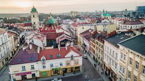 an overhead view of a city with buildings at IK Apartamenty in Rzeszów