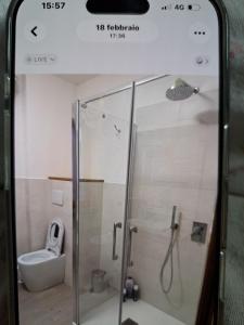 a bathroom with a shower and a toilet at appartamento yuliet in Città di Castello