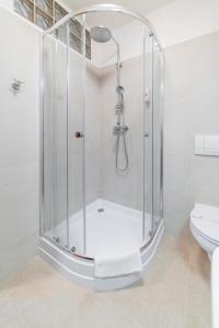 a shower with a glass enclosure in a bathroom at Oaza Ricany in Ricany +37 photos