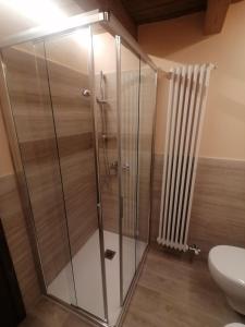 a glass shower in a bathroom with a toilet at Coudrey 2 in Doues +34 photos