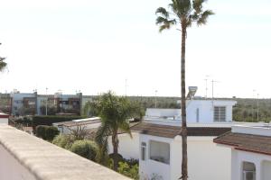 a view from the roof of a building with palm trees at Luca's House - Villa sul mare con piscina in Giovinazzo