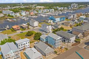 an aerial view of a city with a harbor at Sand Dollar Suites 1 in Carolina Beach