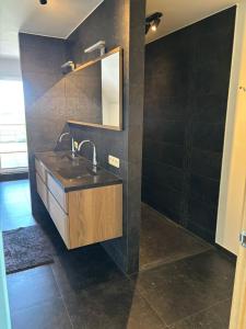 a bathroom with a sink and a mirror at 't Caeneghems Goed in Tielt