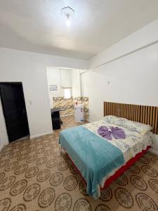 a bedroom with a bed in a room at Quarto no centro in Manaus