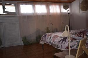 a bedroom with a bed and a window with curtains at Il Nido in Valdisotto