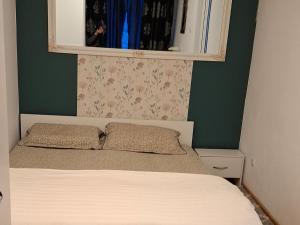 a bed with two pillows in a bedroom at Dani Cute in Vaslui